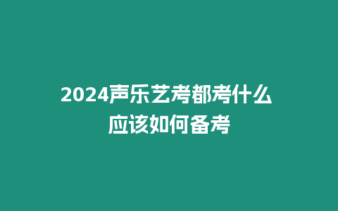 2024聲樂藝考都考什么 應該如何備考