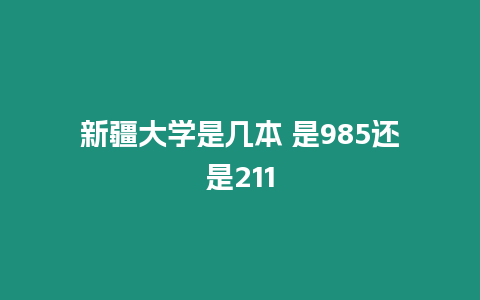 新疆大學是幾本 是985還是211