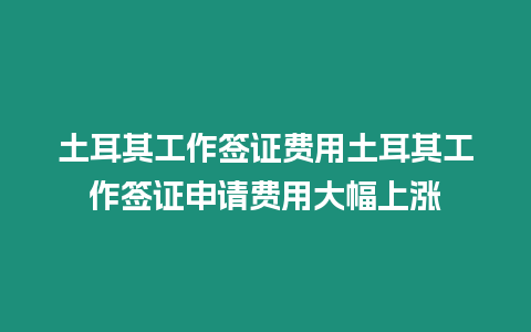 土耳其工作簽證費用土耳其工作簽證申請費用大幅上漲