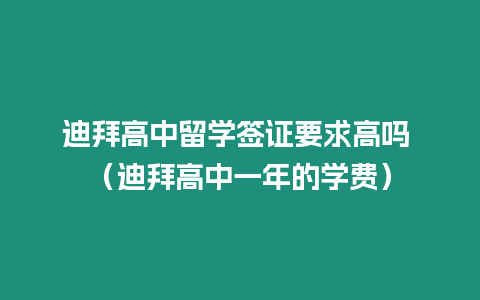 迪拜高中留學簽證要求高嗎 （迪拜高中一年的學費）