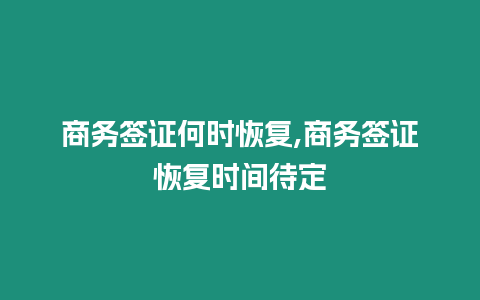 商務簽證何時恢復,商務簽證恢復時間待定