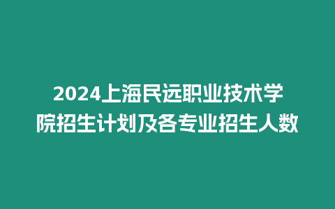 2024上海民遠(yuǎn)職業(yè)技術(shù)學(xué)院招生計(jì)劃及各專業(yè)招生人數(shù)