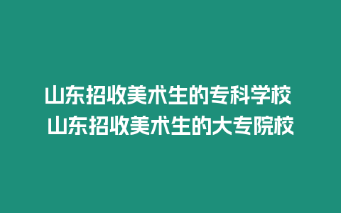 山東招收美術生的專科學校 山東招收美術生的大專院校