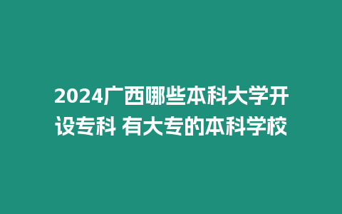 2024廣西哪些本科大學開設專科 有大專的本科學校