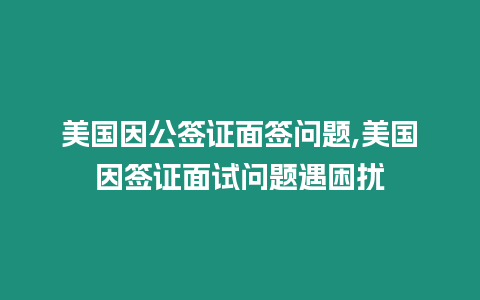 美國因公簽證面簽問題,美國因簽證面試問題遇困擾