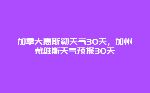 加拿大惠斯勒天氣30天，加州戴維斯天氣預報30天