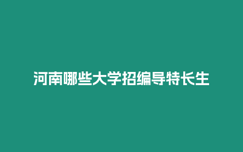 河南哪些大學招編導特長生