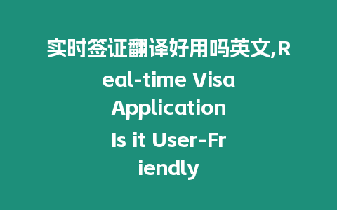 實時簽證翻譯好用嗎英文,Real-time Visa Application Is it User-Friendly