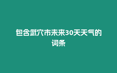 包含武穴市未來30天天氣的詞條