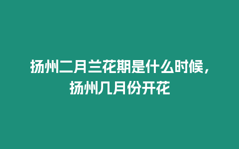 揚(yáng)州二月蘭花期是什么時(shí)候，揚(yáng)州幾月份開花