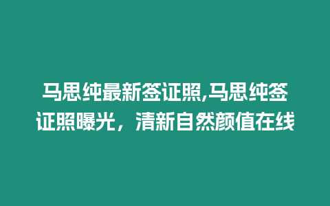 馬思純最新簽證照,馬思純簽證照曝光，清新自然顏值在線