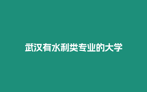 武漢有水利類專業的大學