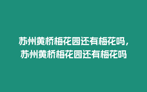 蘇州黃橋梅花園還有梅花嗎，蘇州黃橋梅花園還有梅花嗎