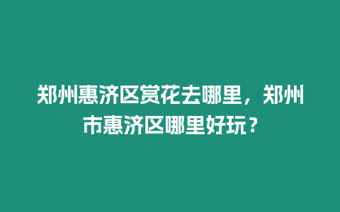 鄭州惠濟區賞花去哪里，鄭州市惠濟區哪里好玩？