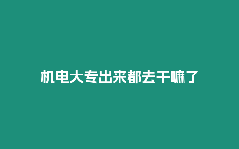 機電大專出來都去干嘛了