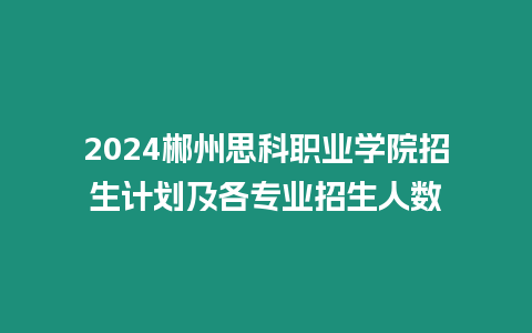 2024郴州思科職業學院招生計劃及各專業招生人數