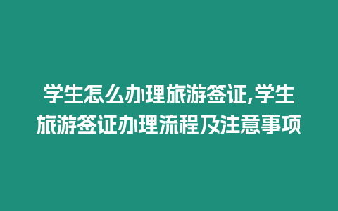 學生怎么辦理旅游簽證,學生旅游簽證辦理流程及注意事項