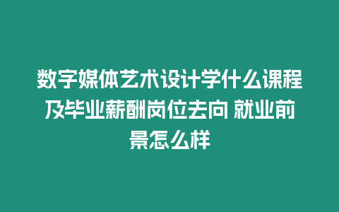 數字媒體藝術設計學什么課程及畢業薪酬崗位去向 就業前景怎么樣