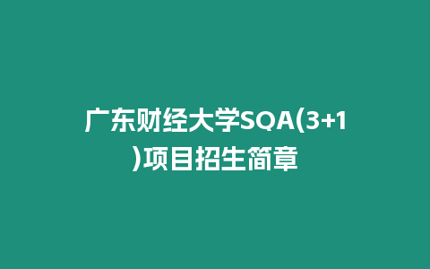 廣東財經大學SQA(3+1)項目招生簡章