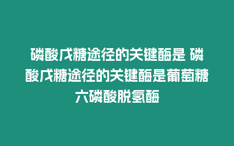 磷酸戊糖途徑的關鍵酶是 磷酸戊糖途徑的關鍵酶是葡萄糖六磷酸脫氫酶