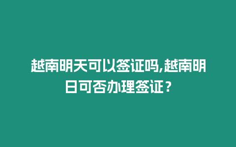 越南明天可以簽證嗎,越南明日可否辦理簽證？