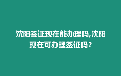 沈陽簽證現在能辦理嗎,沈陽現在可辦理簽證嗎？