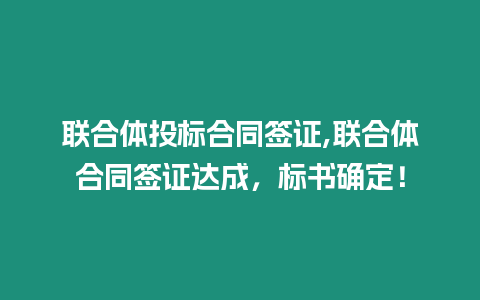 聯合體投標合同簽證,聯合體合同簽證達成，標書確定！