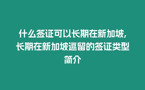 什么簽證可以長(zhǎng)期在新加坡,長(zhǎng)期在新加坡逗留的簽證類型簡(jiǎn)介