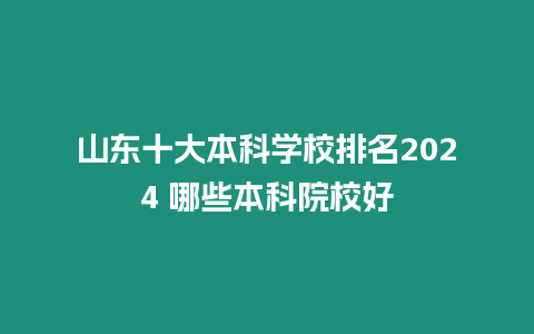 山東十大本科學(xué)校排名2024 哪些本科院校好