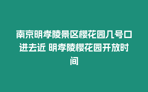 南京明孝陵景區櫻花園幾號口進去近 明孝陵櫻花園開放時間