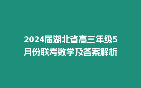 2024屆湖北省高三年級5月份聯考數學及答案解析