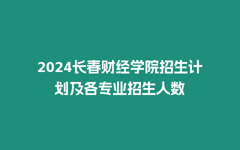 2024長春財經學院招生計劃及各專業招生人數