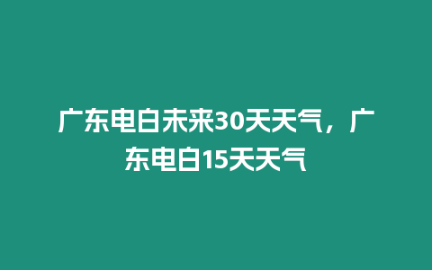 廣東電白未來30天天氣，廣東電白15天天氣