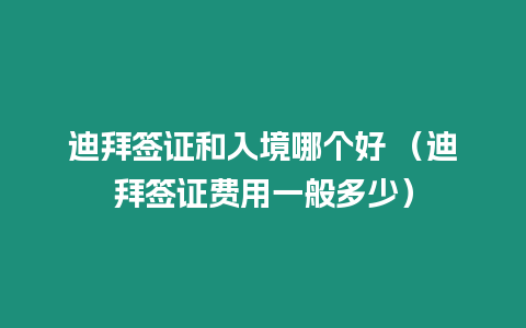 迪拜簽證和入境哪個好 （迪拜簽證費用一般多少）