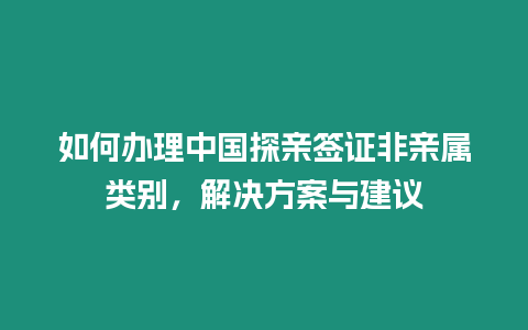 如何辦理中國探親簽證非親屬類別，解決方案與建議