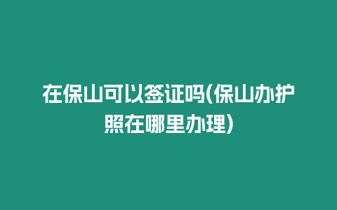 在保山可以簽證嗎(保山辦護照在哪里辦理)