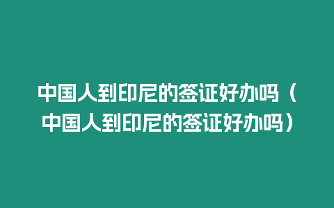 中國人到印尼的簽證好辦嗎（中國人到印尼的簽證好辦嗎）