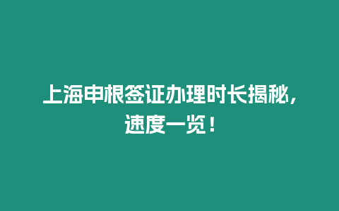 上海申根簽證辦理時長揭秘，速度一覽！