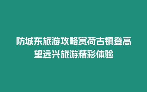 防城東旅游攻略賞荷古鎮登高望遠興旅游精彩體驗