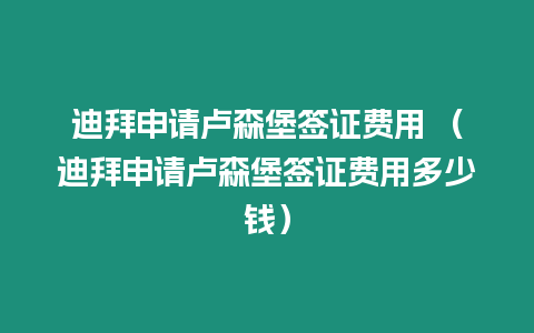 迪拜申請盧森堡簽證費用 （迪拜申請盧森堡簽證費用多少錢）