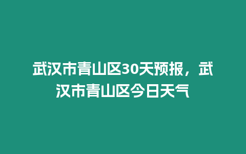 武漢市青山區(qū)30天預(yù)報(bào)，武漢市青山區(qū)今日天氣