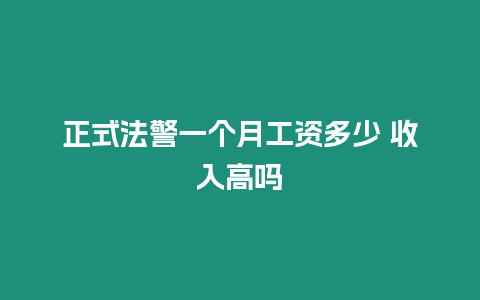 正式法警一個(gè)月工資多少 收入高嗎