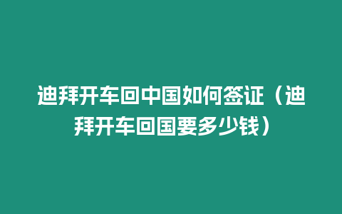 迪拜開(kāi)車(chē)回中國(guó)如何簽證（迪拜開(kāi)車(chē)回國(guó)要多少錢(qián)）