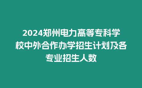 2024鄭州電力高等專科學校中外合作辦學招生計劃及各專業招生人數