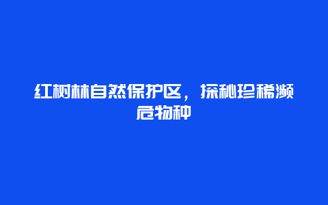 紅樹林自然保護區，探秘珍稀瀕危物種