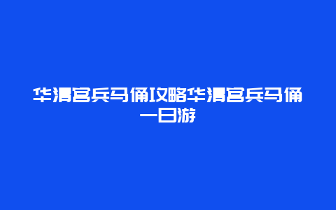 華清宮兵馬俑攻略華清宮兵馬俑一日游