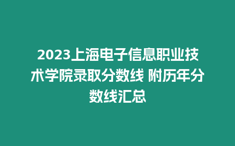 2023上海電子信息職業技術學院錄取分數線 附歷年分數線匯總