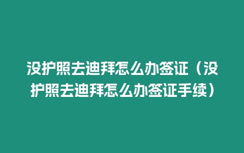 沒護照去迪拜怎么辦簽證（沒護照去迪拜怎么辦簽證手續）