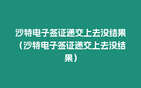 沙特電子簽證遞交上去沒結果（沙特電子簽證遞交上去沒結果）