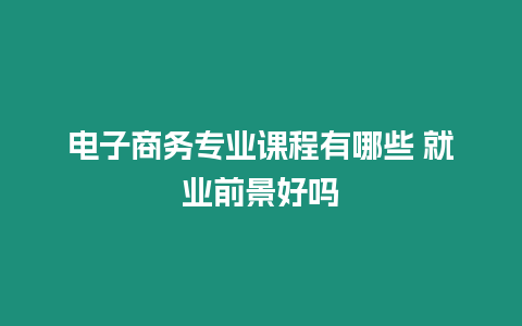 電子商務(wù)專業(yè)課程有哪些 就業(yè)前景好嗎